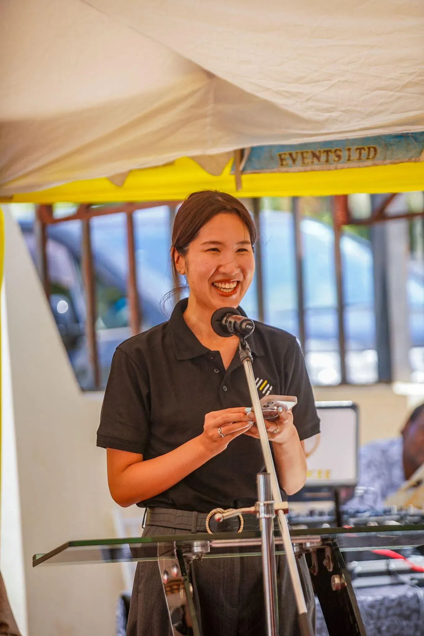 Country Manager Anna Aoki speaking at the Mombasa branch opening